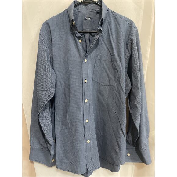 Izod Other - Izod Shirt Mens Medium‎ Blue White Button Up Long Sleeve Pocket Casual Men